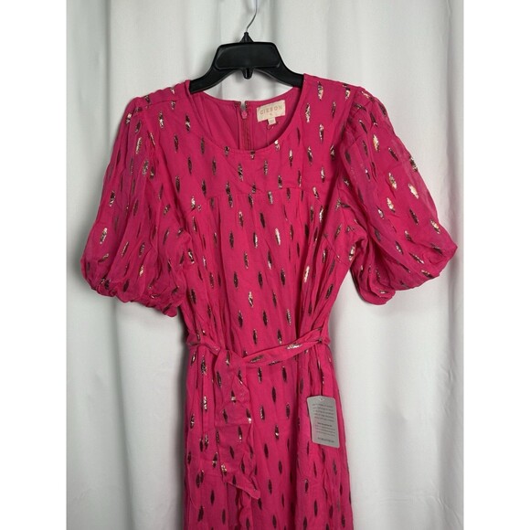 CIEBON Eryn Metallic Fleck Maxi Dress In Bright Pink Sz XL New - Picture 3 of 8